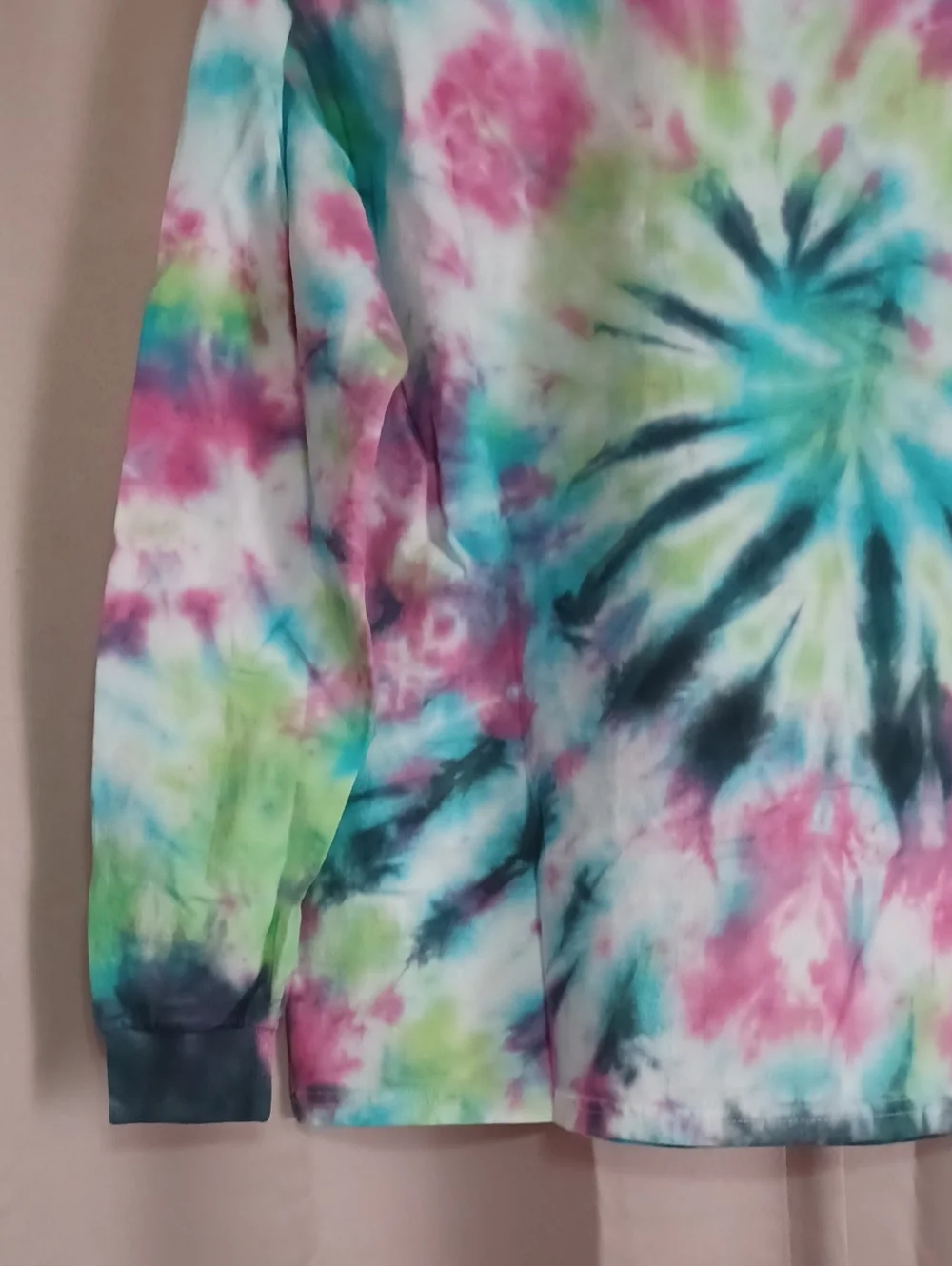 Handmade Custom Long Sleeve Spiral Tie Dye Crewneck Top Youth XL/Unisex Adult XS